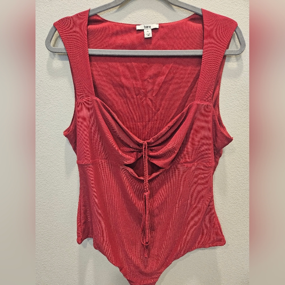 Bar III Magenta Bodysuit with Tie Detail